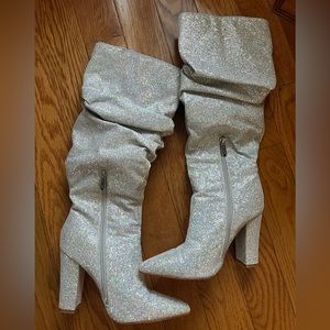 Shimmering knee high boots